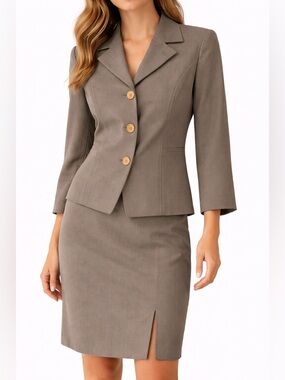 Vintage Maren Taupe Skirt Suit Women’s Size 10 Blazer Pencil Skirt 2 Piece Set